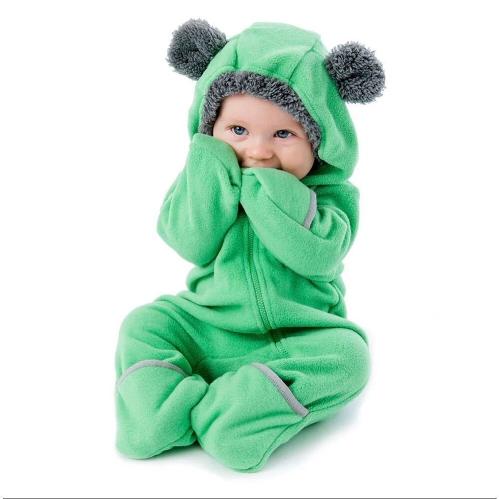 Cuddle Club Bear Fleece Bunting One Piece Footsie Baby 6-12 Months